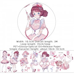 PET Sticker Roll - Anime Girls (4 inches by 3 metres)