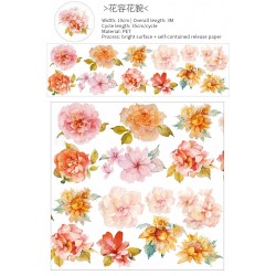 PET Sticker Roll - Flowers 1 (4 inches by 3 metres)