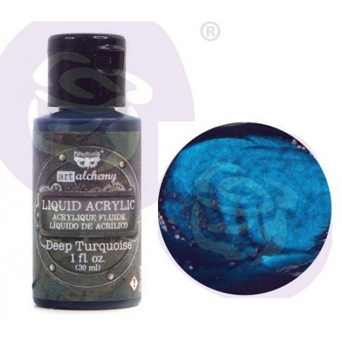 Prima Finnabair Art Alchemy Liquid Acrylic Paint 1 Fluid Ounce - Deep Turquoise