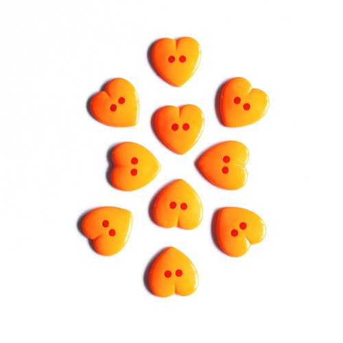 Large Plastic Heart shaped Buttons - Orange