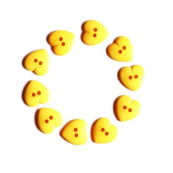 Large Plastic Heart shaped Buttons - Yellow