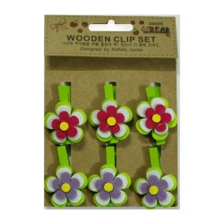 Wooden Clip Set - Spring flowers