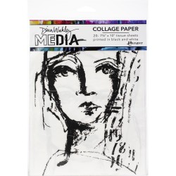 Dina Wakley Media Collage Tissue Paper 7.5"X10" 20/Pkg - Faces