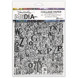 Dina Wakley Media Collage Tissue Paper 7.5"X10" 20/Pkg - Jumbled Letters
