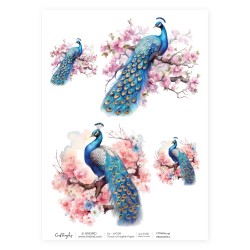 CrafTangles Decoupage Napkin / Tissue / Collage Paper - Peacocks 1