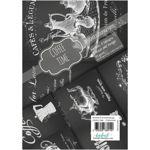 CrafTangles Decoupage Paper Pack  - Coffee Time (A4) - 4 sheets