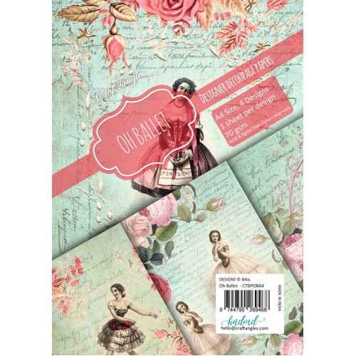 CrafTangles Decoupage Paper Pack  - Oh Ballet (A4) - 4 sheets