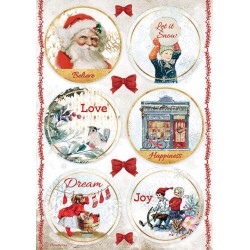 Stamperia Rice Paper A4 - Rounds, Romantic Christmas