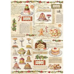 Stamperia Rice Paper A4 - Christmas Vintage Patisserie