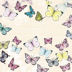 A pack of 12 by 12 inch German Decoupage Napkins (5 pcs)  - Butterfly with Cream Background