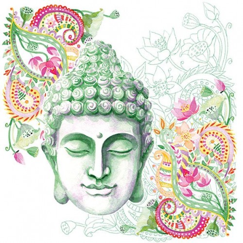 German Decoupage Napkins (5 pcs)  - Buddha Headstone Green