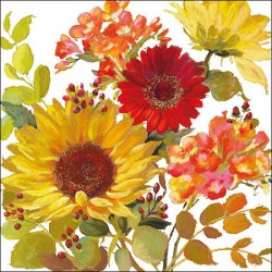 German Decoupage Napkins (5 pcs)  - Sunny Flowers Cream