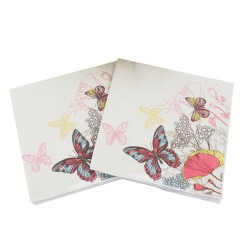 A pack of 12 by 12 inch Decoupage Napkins(5 pcs)  - Doodled butterflies and Flowers