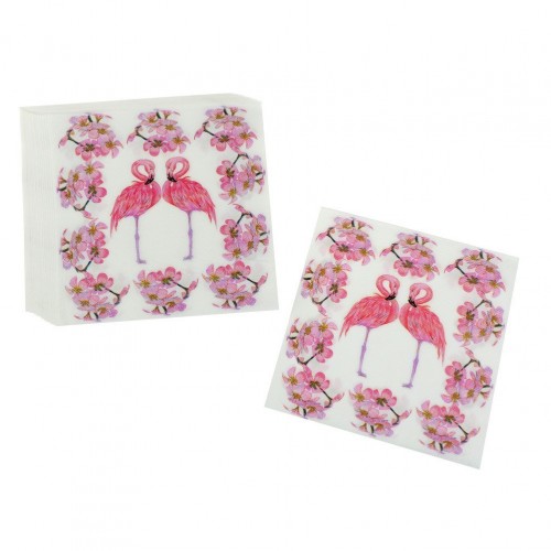 A pack of 12 by 12 inch Decoupage Napkins(5 pcs)  - Flamingos