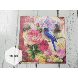 A pack of 12 by 12 inch Decoupage Napkins / Decoupage Tissues (5 pcs)  - Birds and Roses
