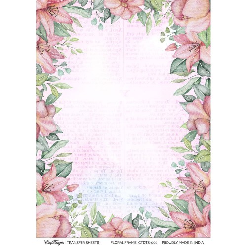 CrafTangles A4 Transfer It Sheets - Floral Frame Background 1