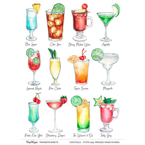 CrafTangles A4 Transfer It Sheets - Cocktails