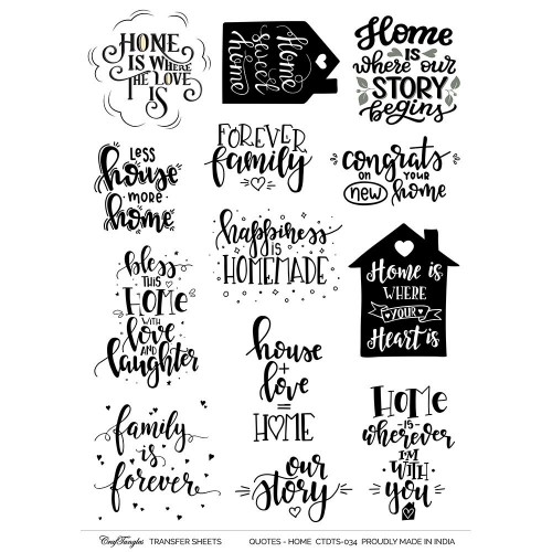CrafTangles A4 Transfer It Sheets - Quotes - Home Sweet Home