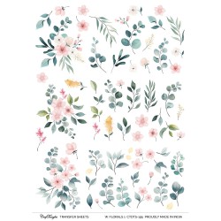 CrafTangles A4 Transfer It Sheets - Watercolour Florals 1