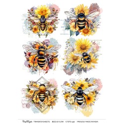 CrafTangles A4 Transfer It Sheets - Bees and Flowers