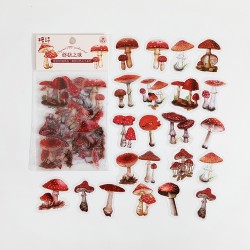 Clear Flowers Stickers (40 pcs) - Mushrooms