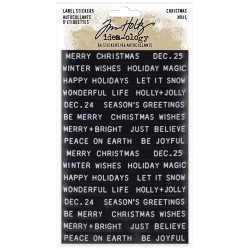 Tim Holtz IdeaOlogy Sentiments Label Stickers 64/Pkg - Christmas