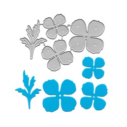 Steel Cutting Dies - 4 petal flowers with leaf (Set of 4 dies)