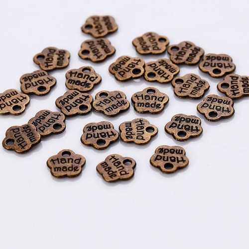 Small handmade Tag metal charms - pack of 10