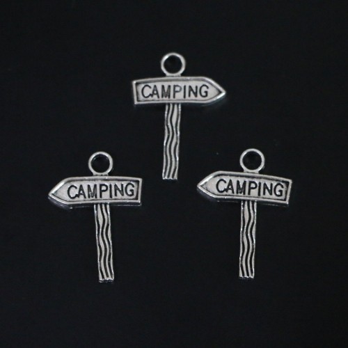 Camping Sign metal charms - pack of 10