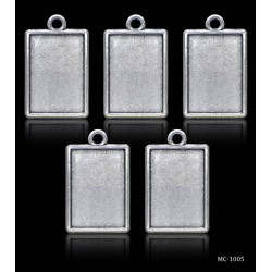 Metal Rectangle Bezels or Pendants (Pack of 5 pcs)