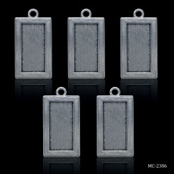 Metal Rectangle Bezels or Pendants (Pack of 5 pcs) (MC-2386)