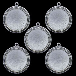 Metal Circle Bezels or Pendants (Pack of 5 pcs) (MC-3856)