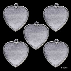 Metal Heart Bezels or Pendants (Pack of 5 pcs) (MC-3861)