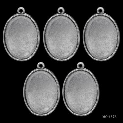 Metal Oval Bezels or Pendants (Pack of 5 pcs) (MC-4378)