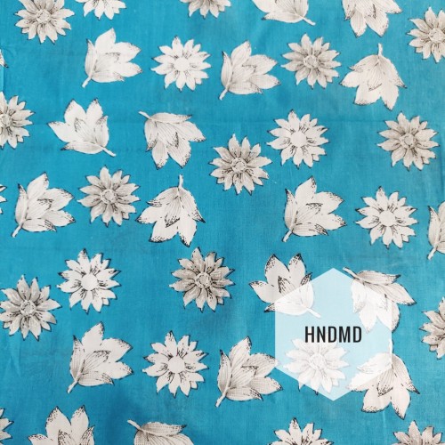 Printed Fabric - Floral Pattern with blue Background
