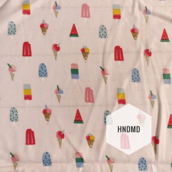 Printed Fabric - Summer candies on pink background
