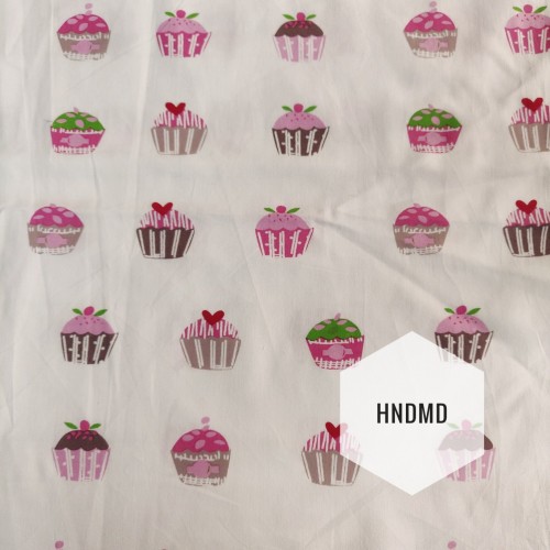 Printed Fabric - Pink Cupcakes
