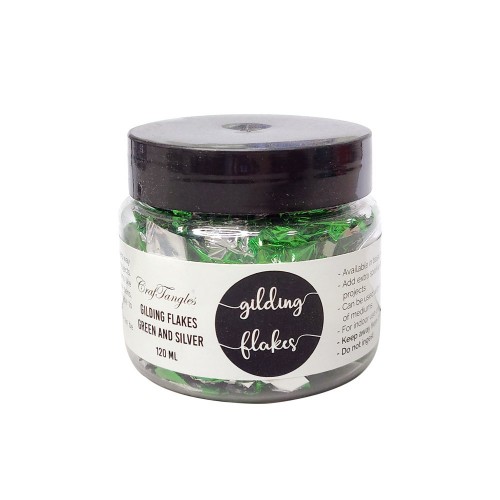 CrafTangles Gilding Flakes (120 ml) - Green and Silver