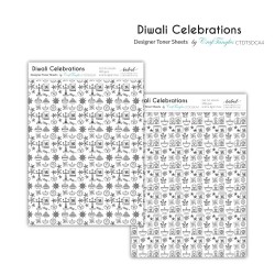 CrafTangles Designer Toner Sheets - Diwali Celebrations (2 sheets of A4)