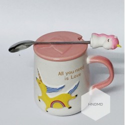 Unicorn Mug with stirrer and lid