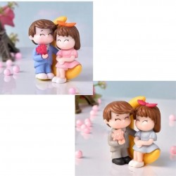 Miniatures - Couple Boy with Flowers and Girl on Moon