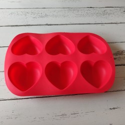 Hearts Silicone Soap Mould (6 Cavities)