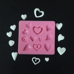 Mixed Hearts Square Silicone Clay Mould