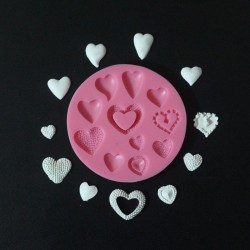 Mixed Hearts Round Silicone Clay Mould