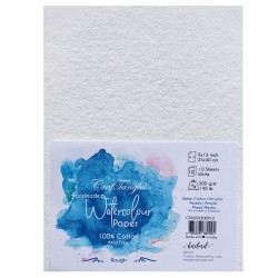 CrafTangles 100% cotton 300 gsm Rough handmade Watercolor Paper (Pack of 10) - 9 by 12 inches