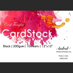 CrafTangles Black cardstock (Set of 10 sheets) - 12" by 12" (200 gsm)