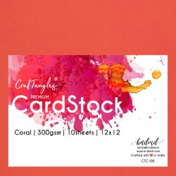 CrafTangles Premium cardstock 12" by 12" (300 gsm) (Set of 10 sheets) - Coral
