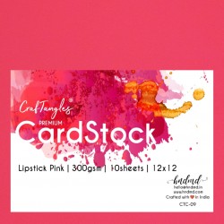 CrafTangles Premium cardstock 12" by 12" (300 gsm) (Set of 10 sheets) - Lipstick Pink