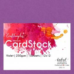 CrafTangles Premium cardstock 12" by 12" (250 gsm) (Set of 10 sheets) - Violet