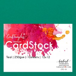 CrafTangles Premium cardstock 12" by 12" (250 gsm) (Set of 10 sheets) - Teal